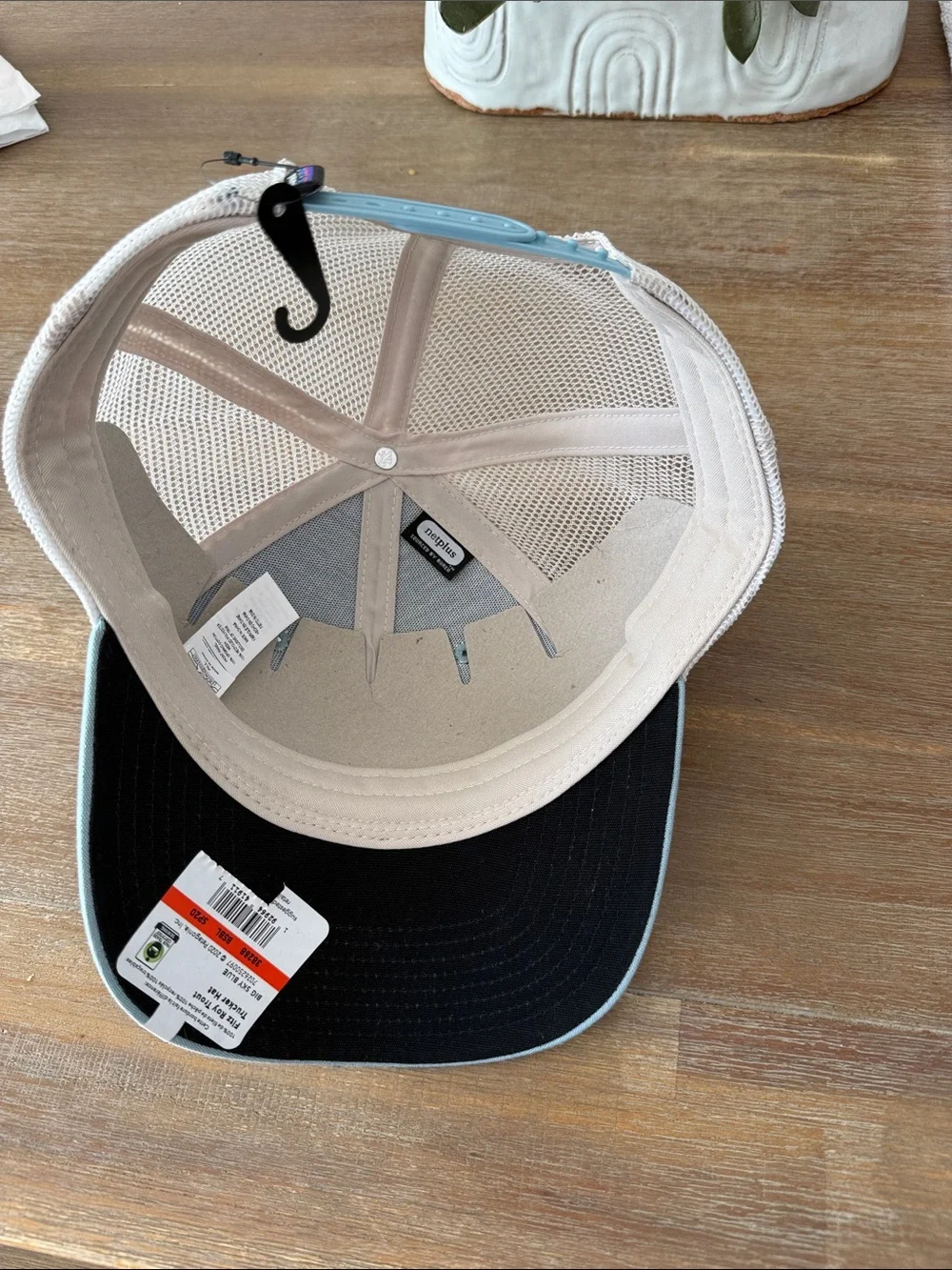 Patagonia Trucker Hat - Light Blue & Cream with Multicolor Fish Patch